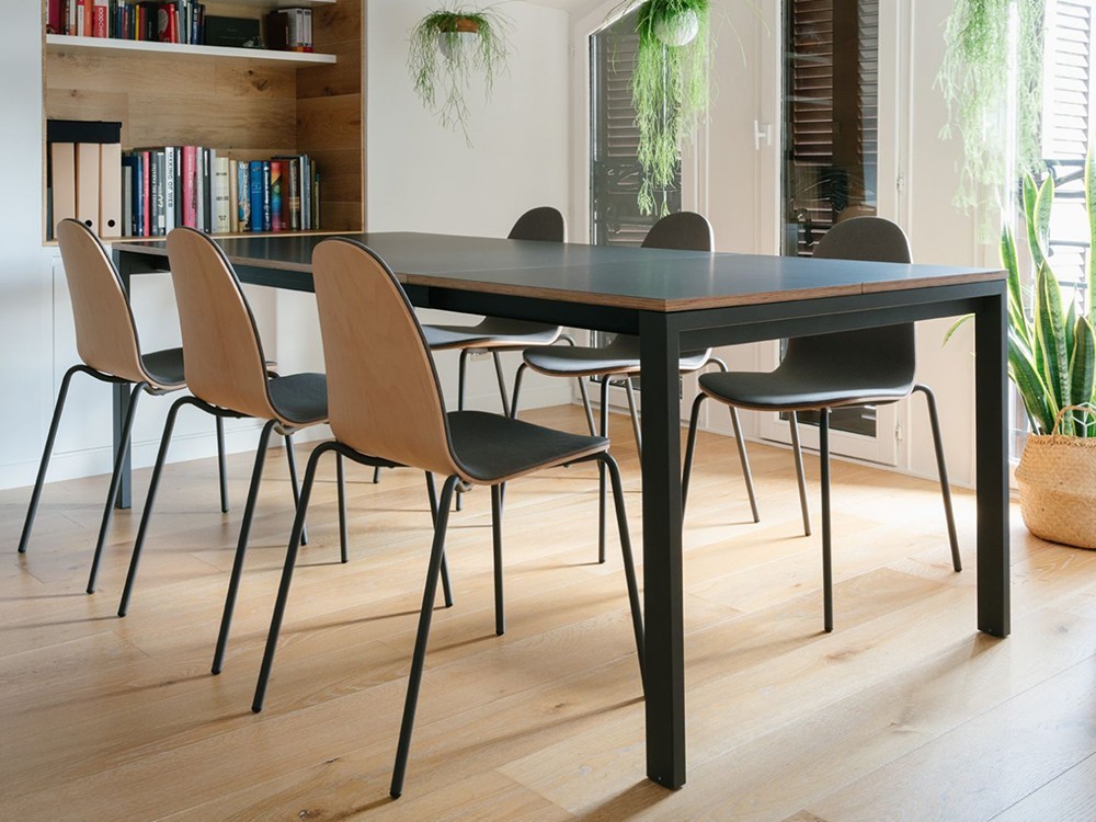 Silla Bob de acero y madera