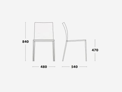 Muebles Ondarreta: silla Moka tapizada en tela con estructura de acero para comedores de diseño