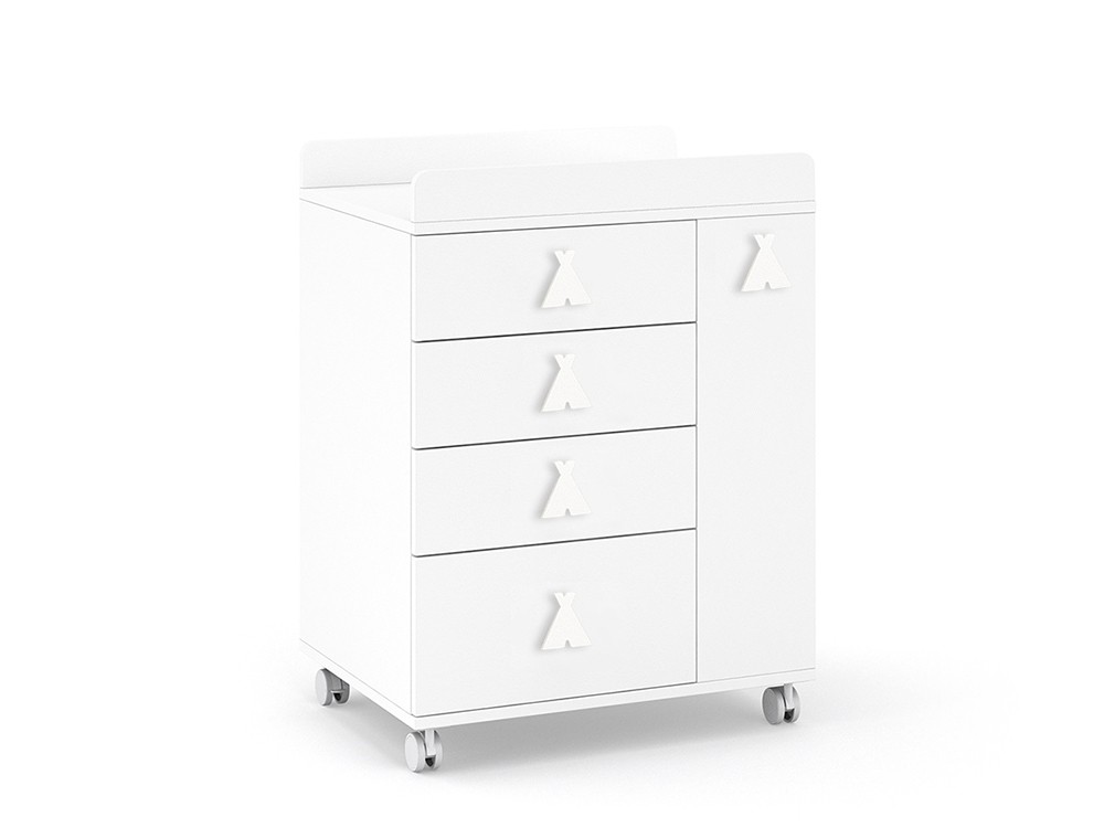 Mueble cambiador Soft White con ruedas Ros Mini - 30