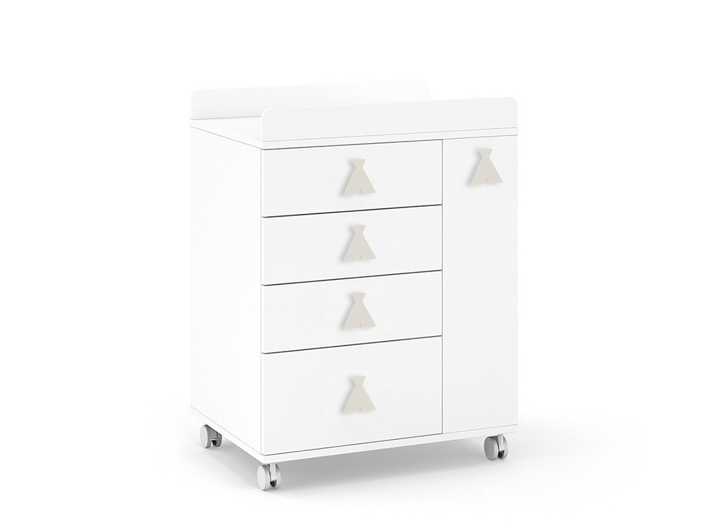 Mueble cambiador Soft White con ruedas Ros Mini - 35