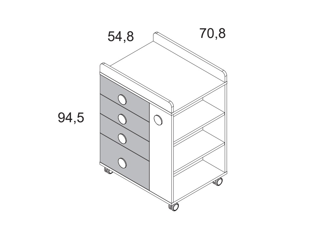 Mueble cambiador Soft White con ruedas Ros Mini - 37