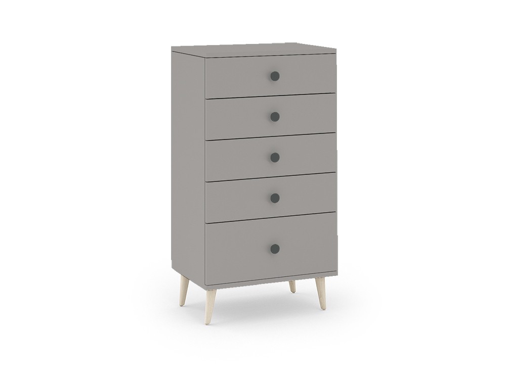 Cajonera Metropoli con cinco cajones en color gris arcilla con tirador gris pizarra