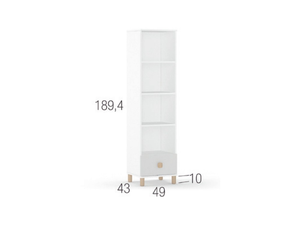 Medidas Librería con un cajón Fold