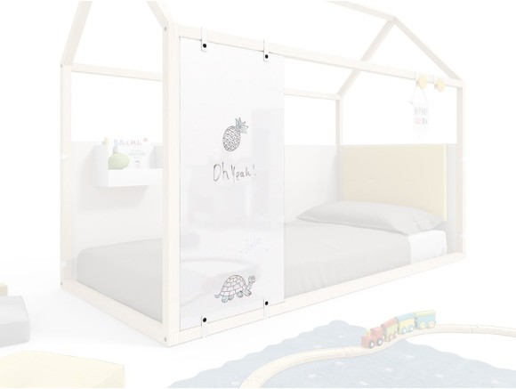 Panel alto para cama casita de 90x190cm en acabado pizarra blanca