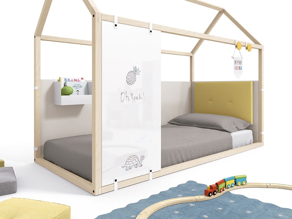 Panel alto para cama casita de 90x190cm en acabado pizarra blanca