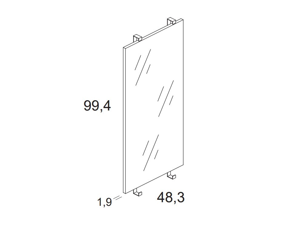 medidas Panel frontal en acabado espejo para cama casita de 90x190cm