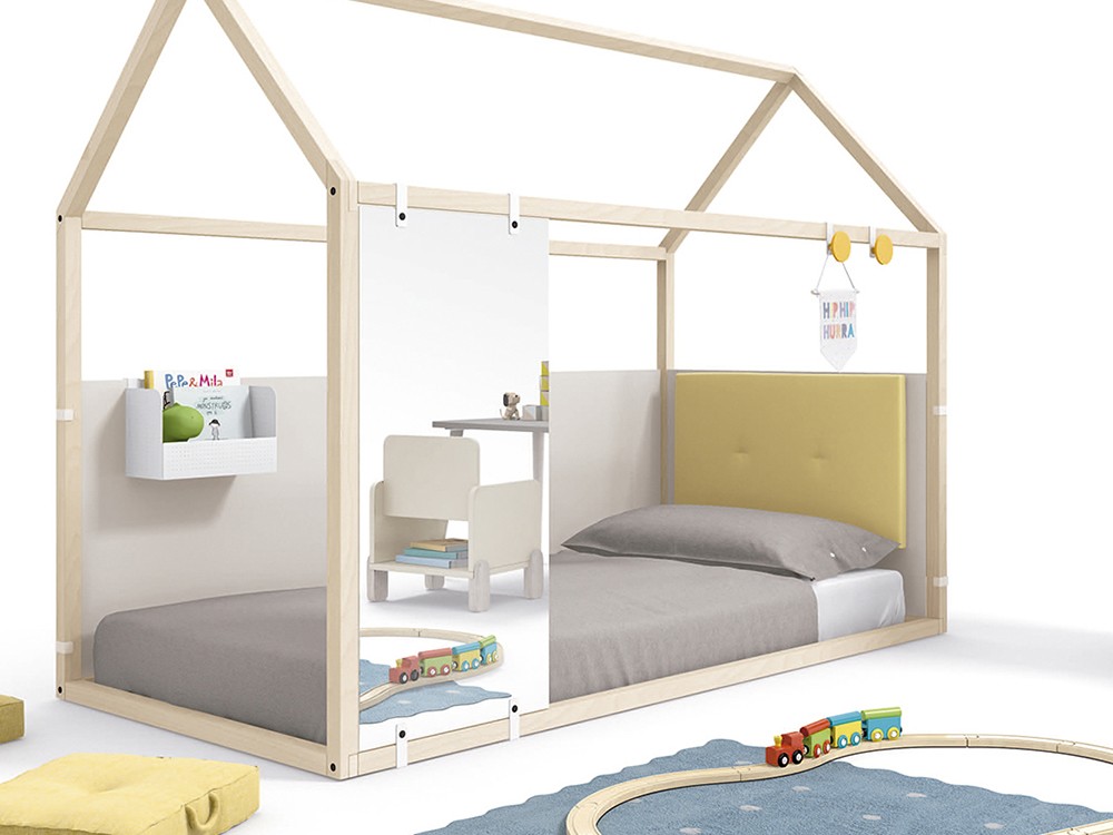 Panel frontal en acabado espejo para cama casita de 90x190cm