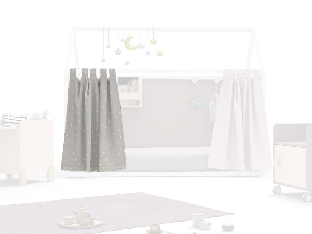 cortina para cama casita acabado dots caliza