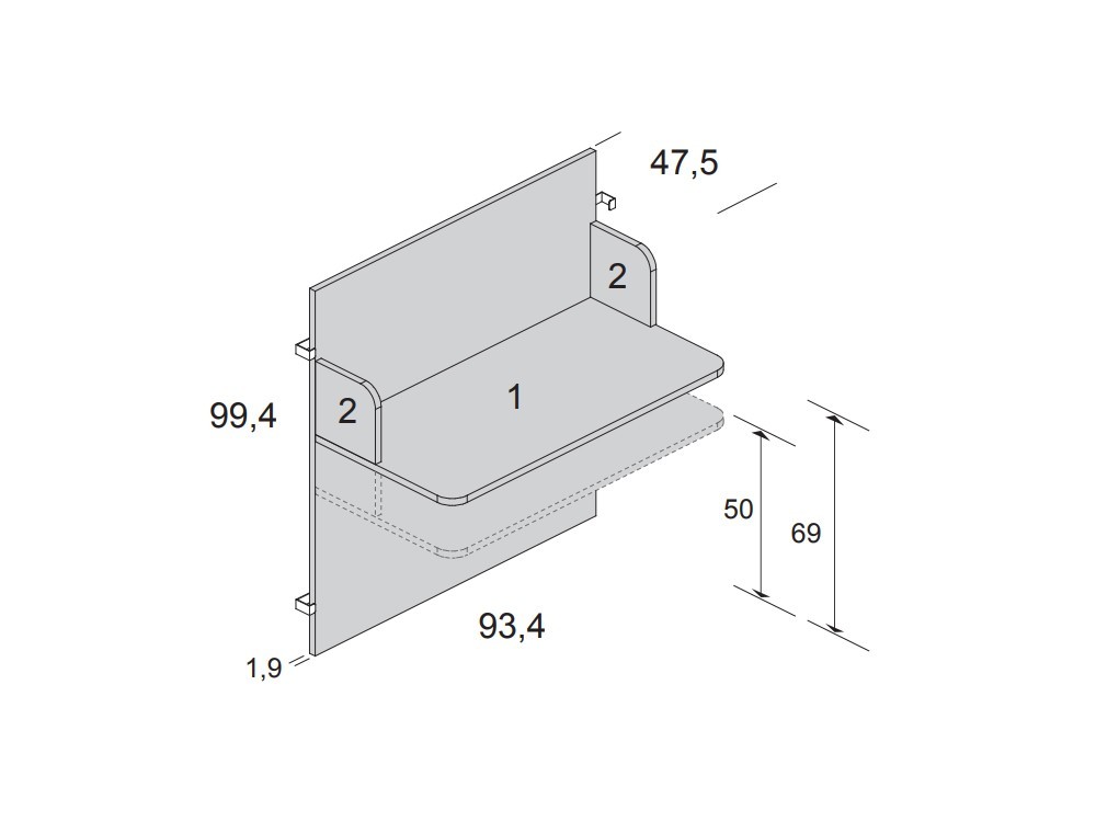 Medidas panel cabecero con escritorio para cama casita