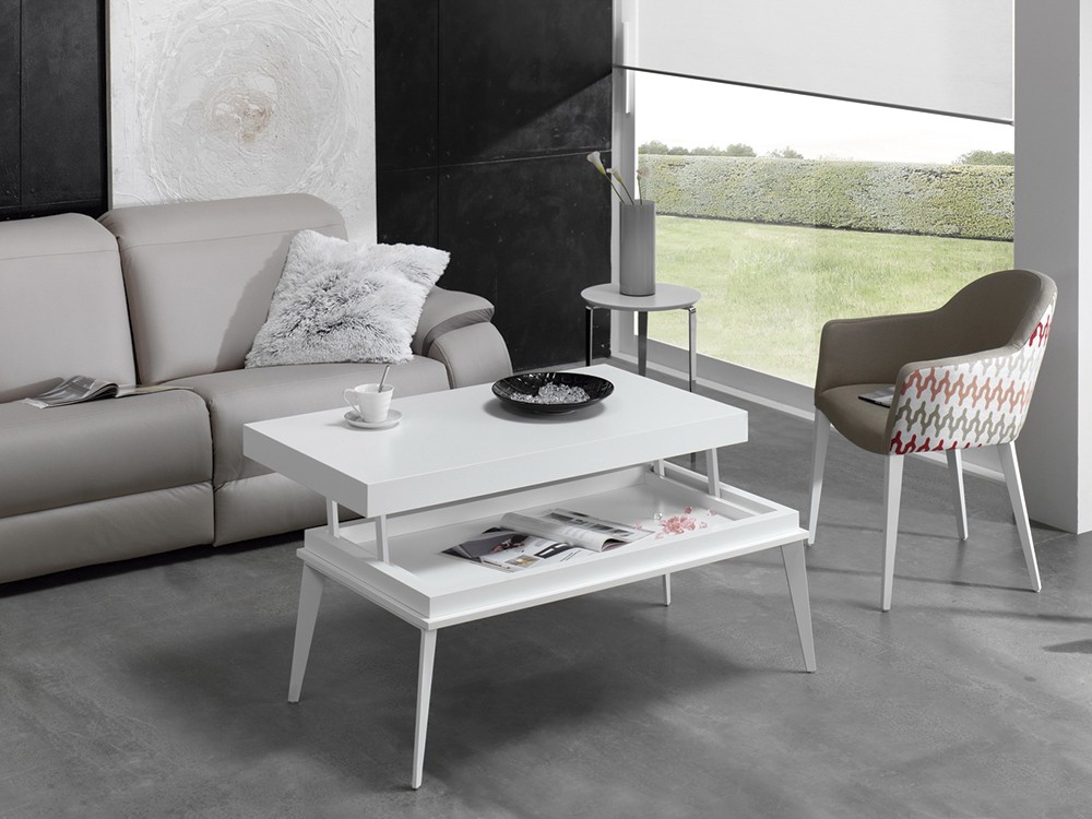 Mesa de centro elevable Demos en chapa natural o laca mate de Indesan - 4