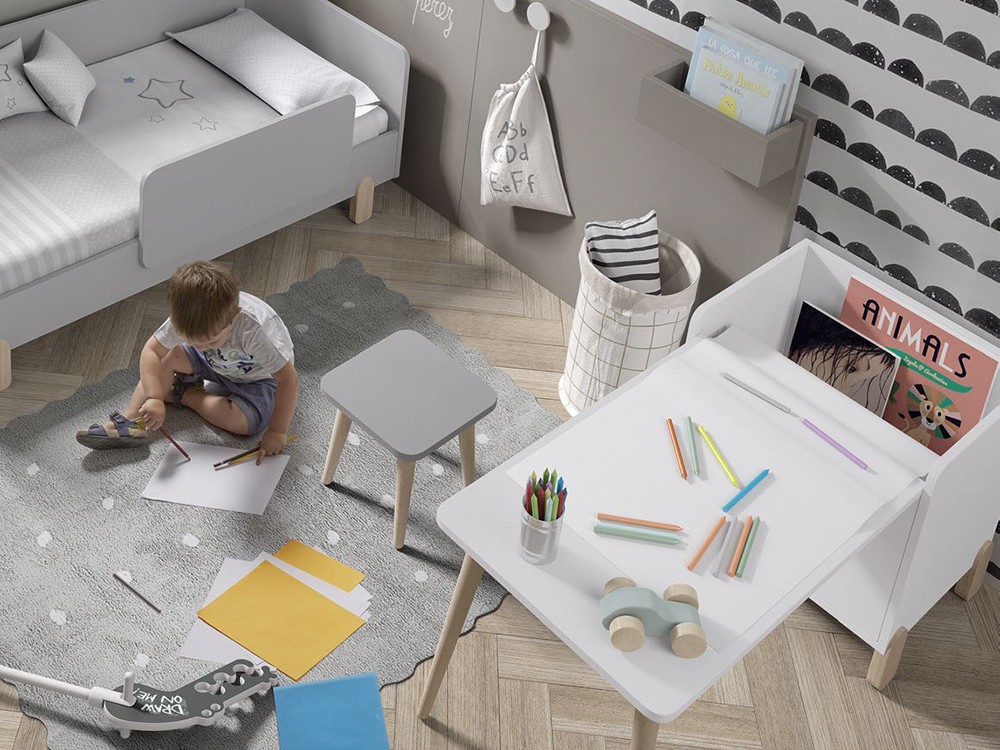 Mesa infantil con juguetero y porta-rollo de Ros - 13