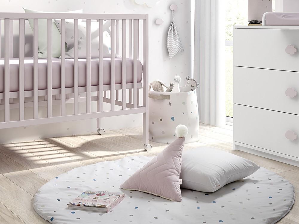 Alfombra redonda de algodón modelo Dots combi