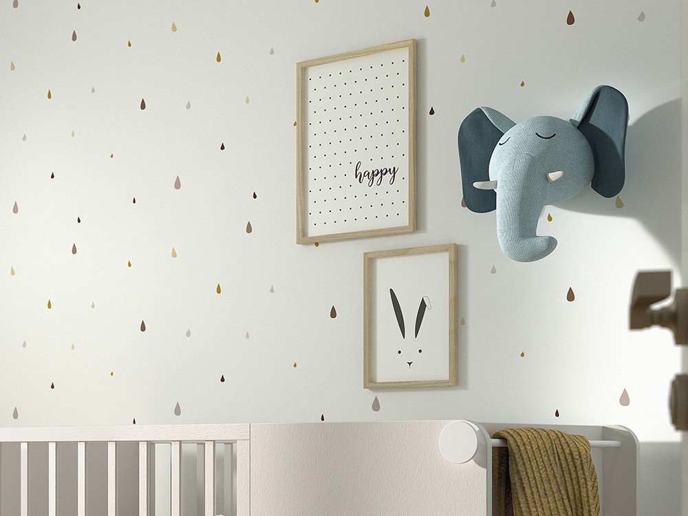 Papel pintado gotas greda