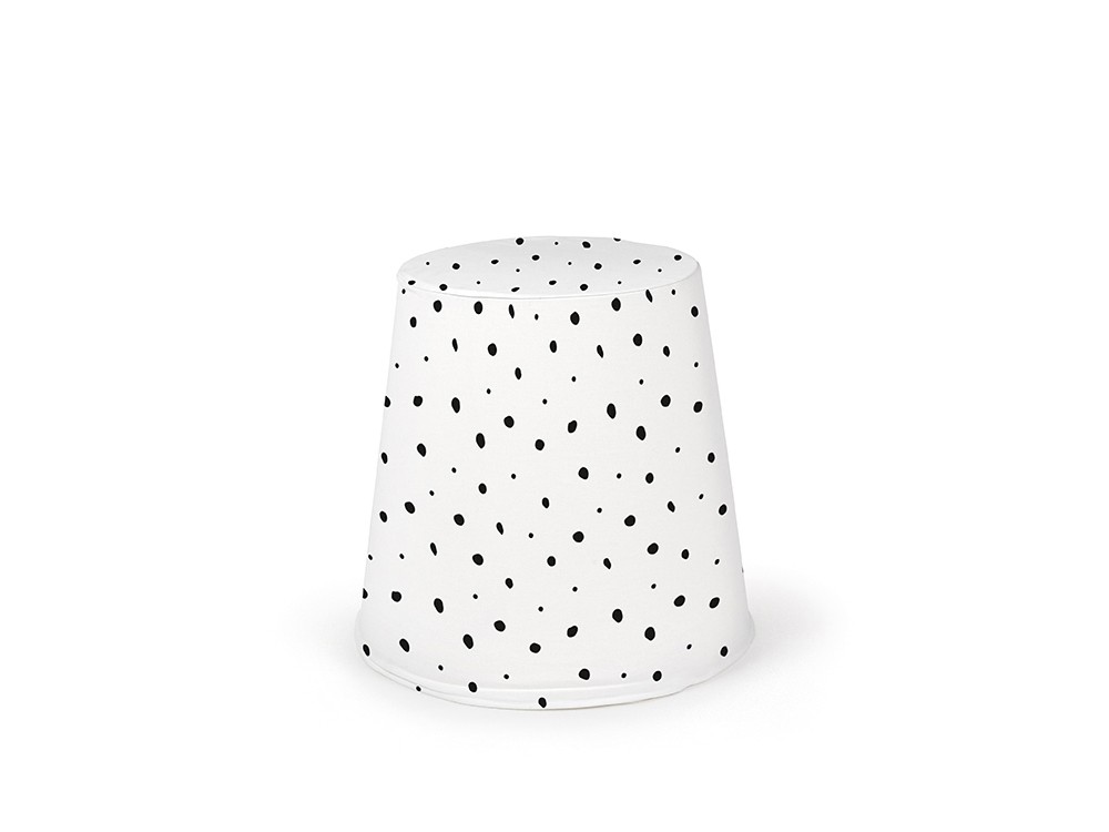 puff cónico relleno de espuma con exterior de algodón dots blanco