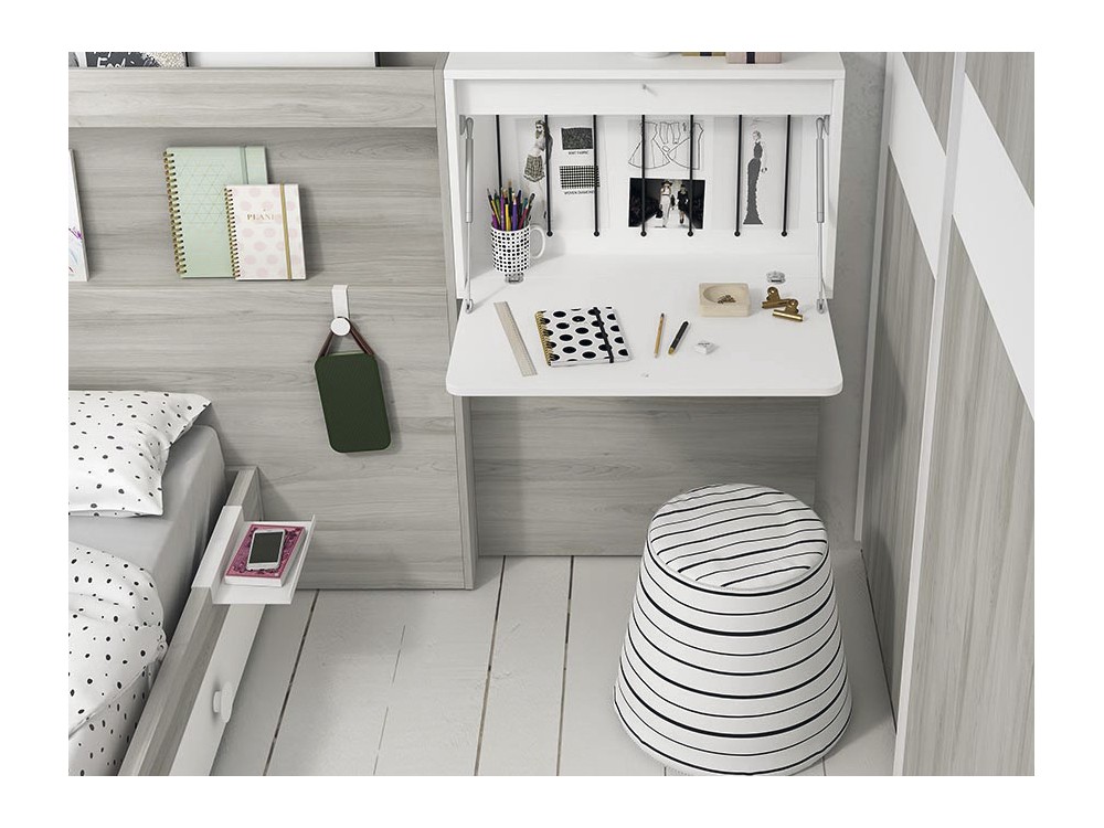 puff cónico de espuma con tapizado en tejido panamá lines blanco