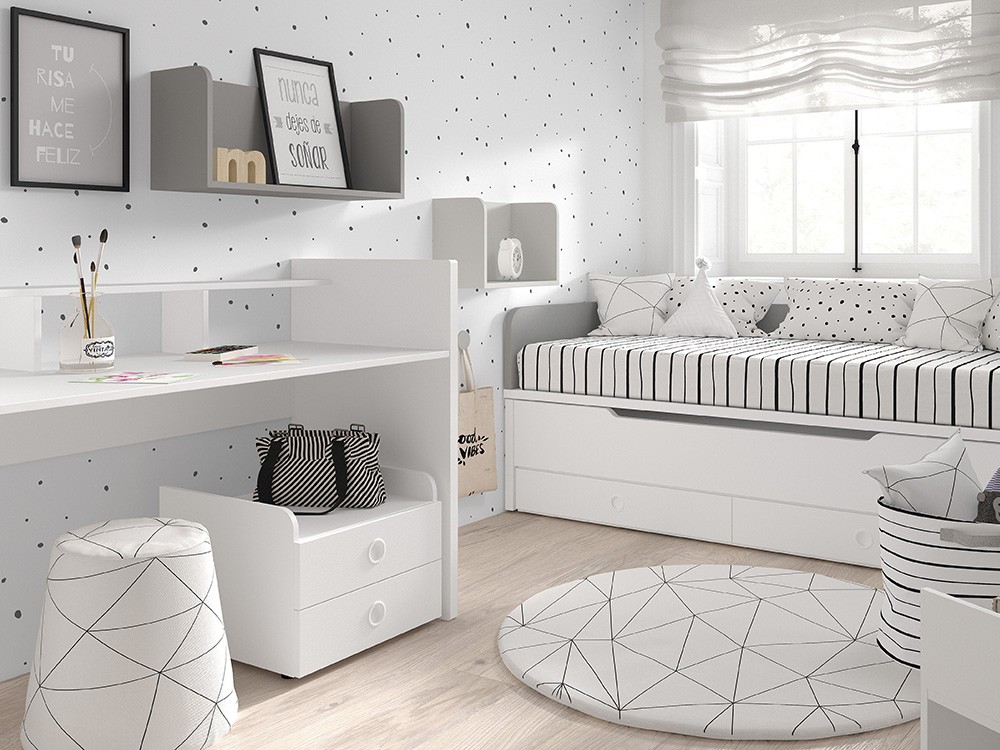 puff cónico de espuma tapizado en tejido panamá origami blanco