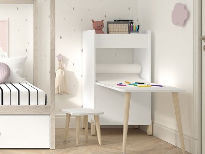 Estantería con escritorio y porta-rollo de papel continuo mini mood ros blanco