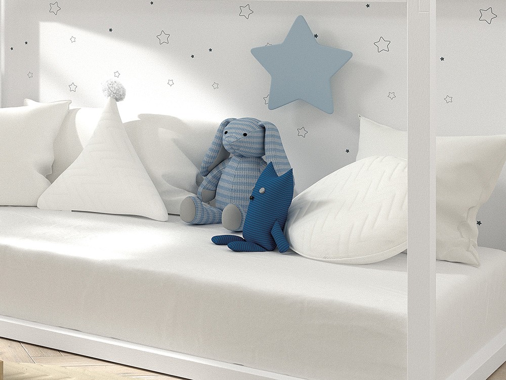 Cojín redondo zig-zag blanco