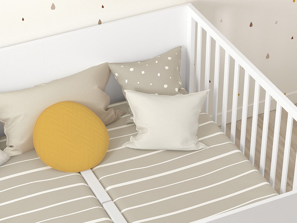 Cojín redondo zig-zag ocre