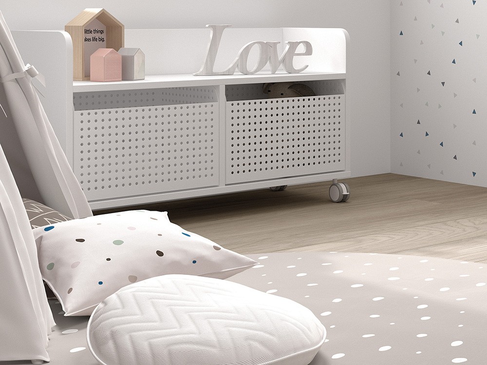 Cojín redondo zig-zag blanco