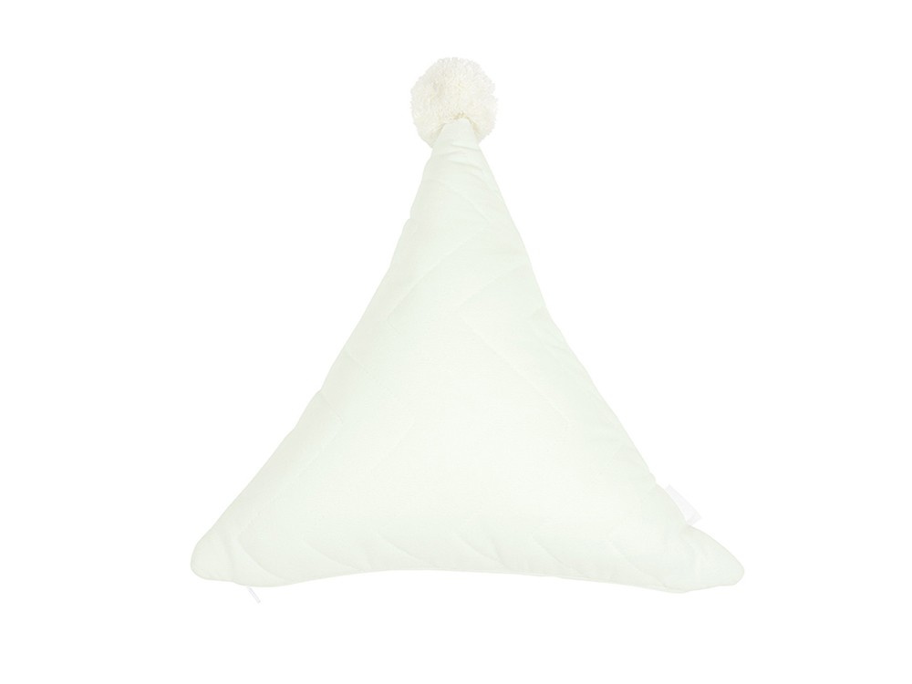Cojín triangular zig-zag con pompón agua