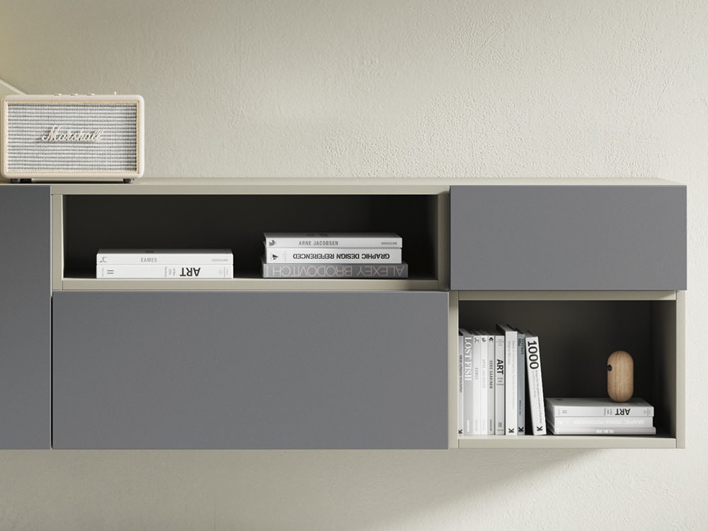 Recibidor suspendido en acabado piedra y corda mate personalizable en Mobel 6000 de Vive