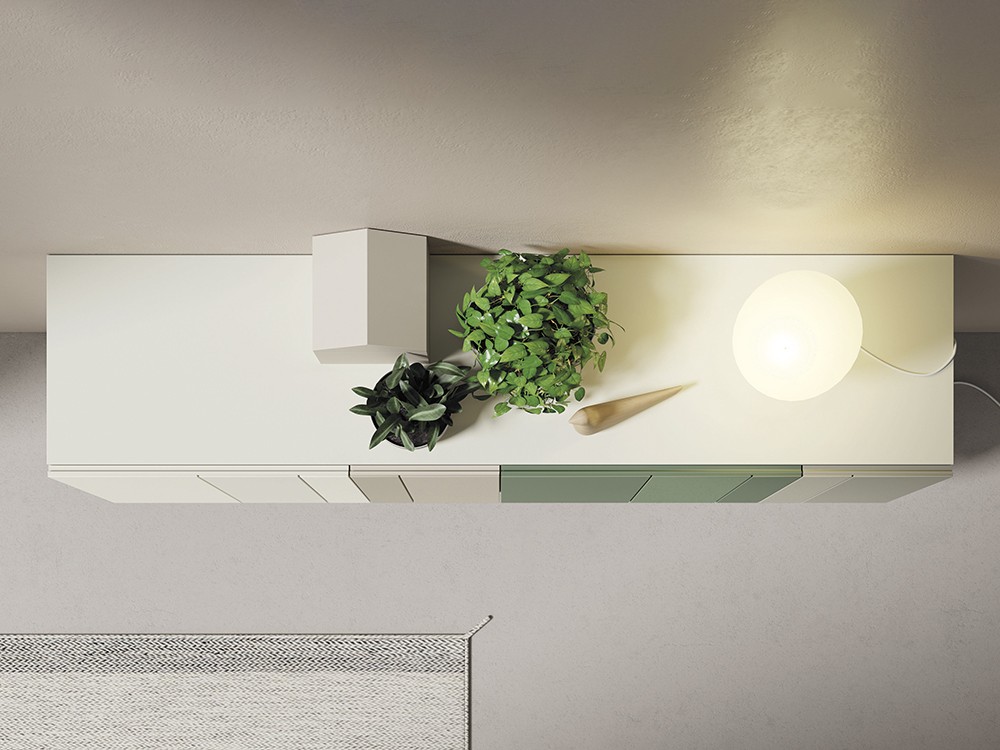 Aparador suspendido con frentes de cristal lacado on de vive