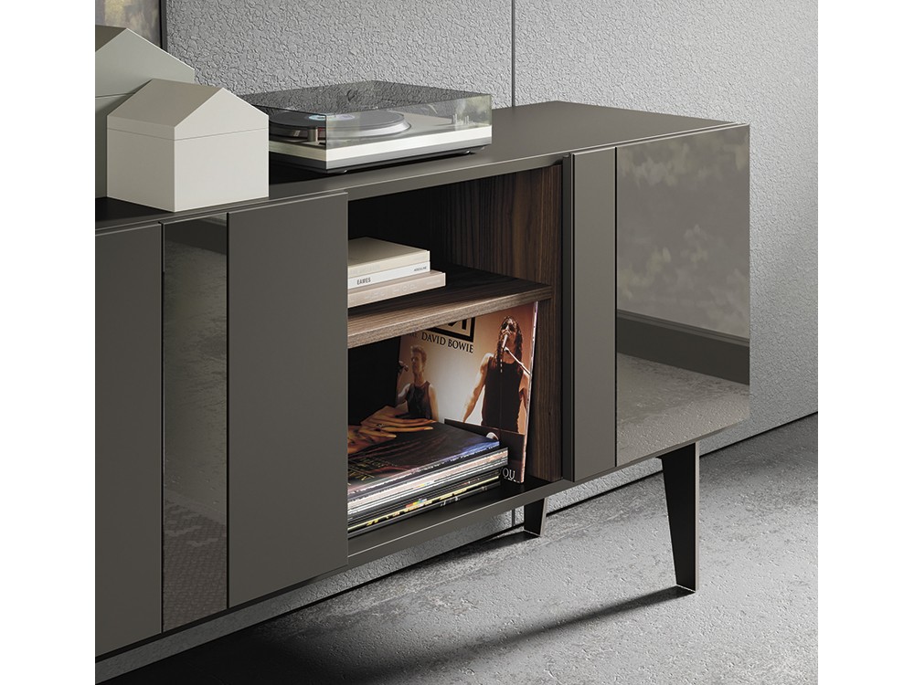 aparador bajo con puertas de line de cristal marengo brillo y mate on de vive