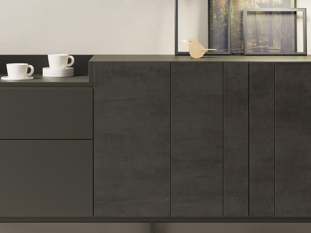 aparador bajo con puertas con frentes cerámicos y dos cajones on de vive