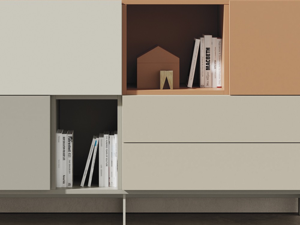 aparador alto con cuatro puertas y patas de metal on de vive