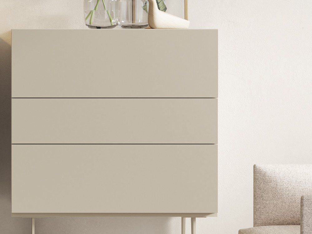 Aparador con tres cajones lacado en lino mate on de vive