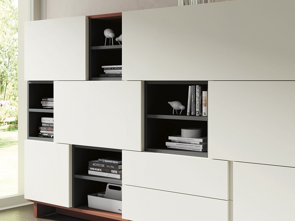 aparador alto en perla mate con detalles en color on de vive