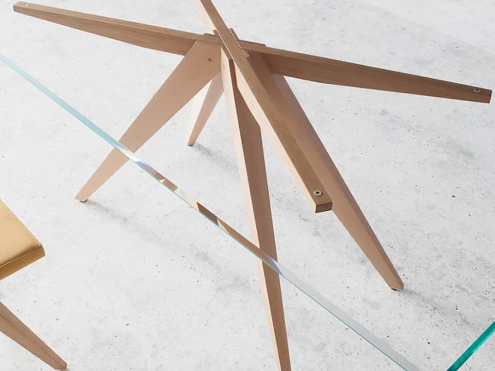 Mesa August B CH Design con base de madera y sobre de cristal templado de Mobles Nacher - 3