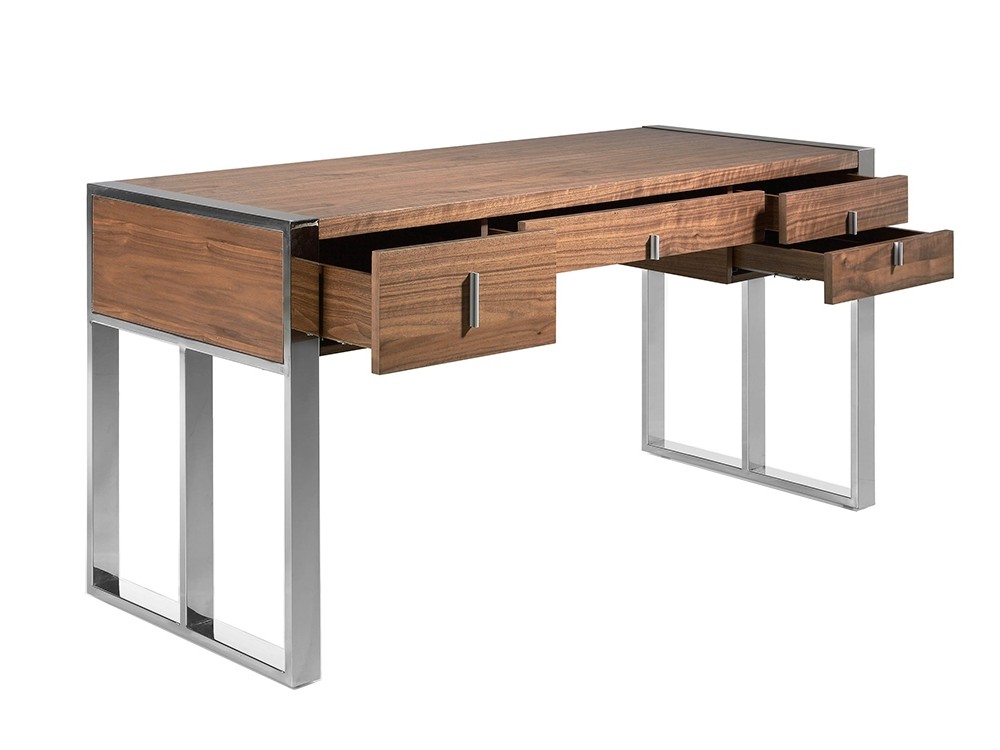 Escritorio en nogal y acero cromado 3135 Ángel Cerdá - 1