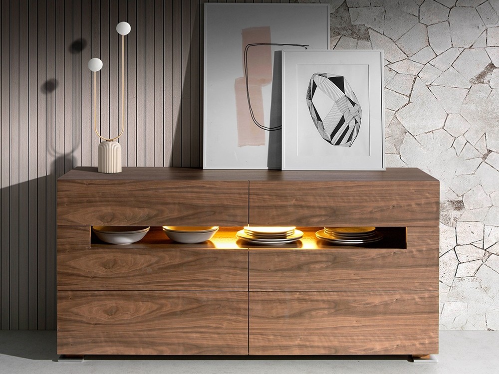 Aparador chapado en nogal con iluminación interior 7076 Ángel Cerdá - 2