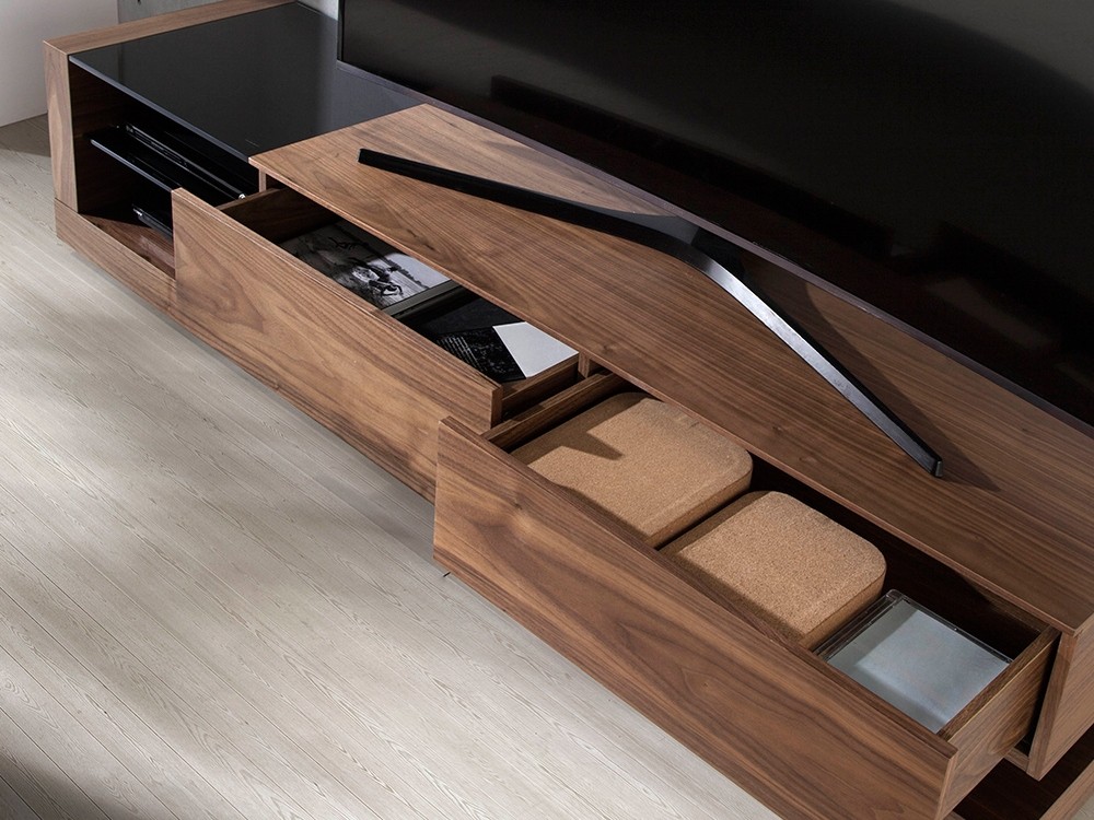 Mueble de TV chapado en nogal y cristal tintado negro 3139 Ángel Cerdá - 6