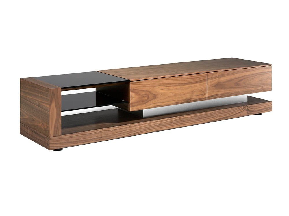 Mueble de TV chapado en nogal y cristal tintado negro 3139 Ángel Cerdá - 2