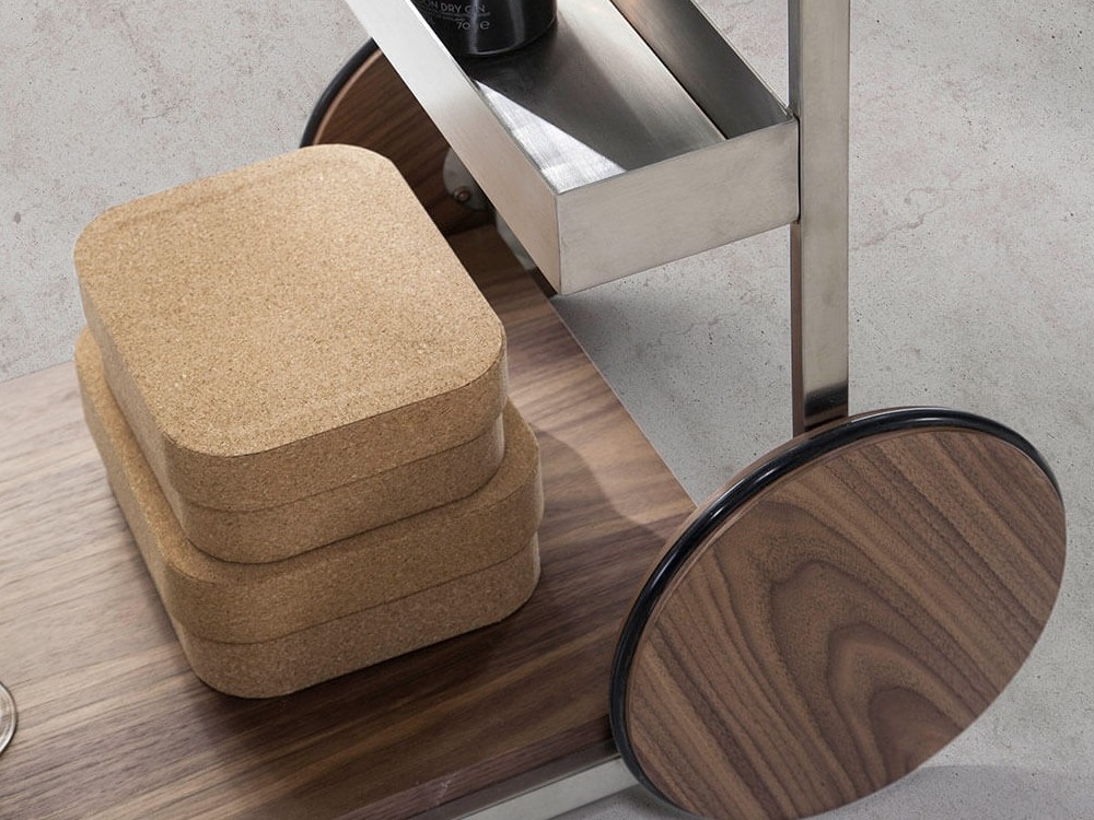 Carrito minibar en acero pulido y base chapada en nogal 3116 Ángel Cerdá - 5