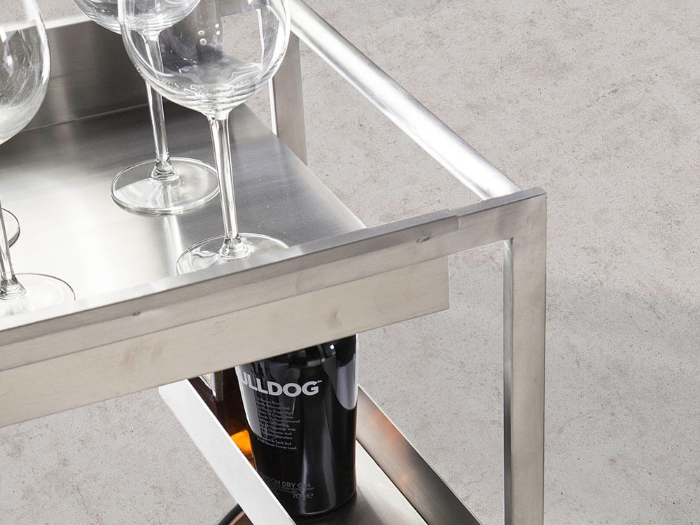 Carrito minibar en acero pulido y base chapada en nogal 3116 Ángel Cerdá - 6