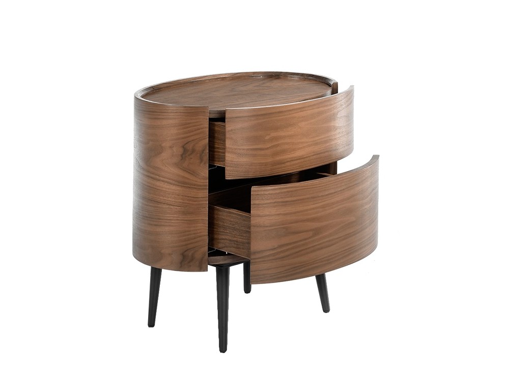 Mesita de noche ovalada de madera chapada en nogal 7074 Ángel Cerdá - 5