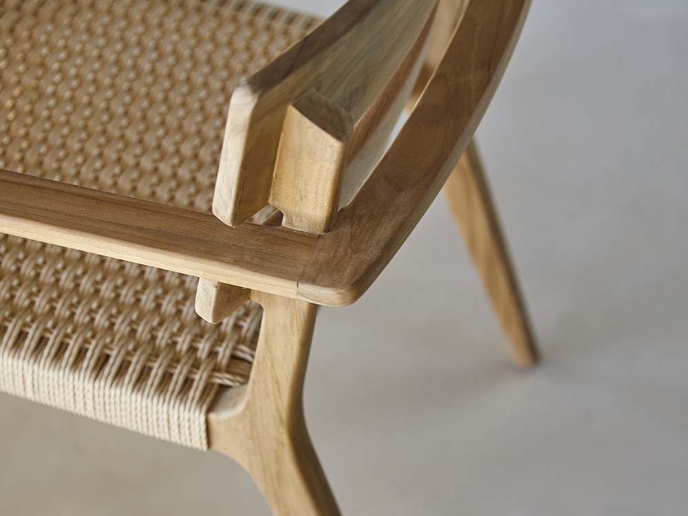 Silla con brazos de madera de teca Paralel Point Point - 11