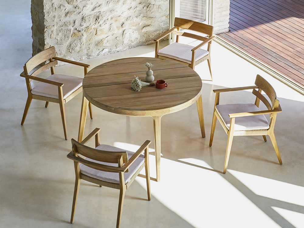 Silla con brazos de madera de teca Paralel Point Point - 13