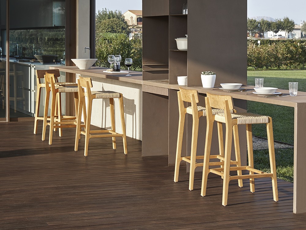 Taburete alto de madera de teca Paralel Point Point - 8