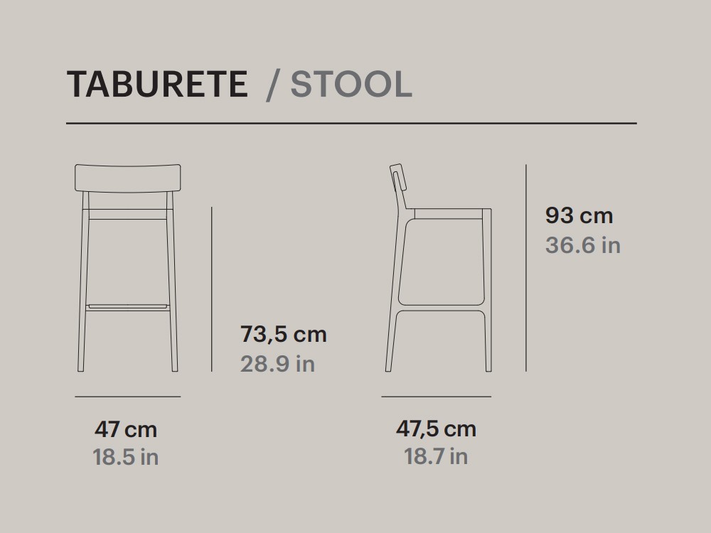 Taburete alto de madera de teca Paralel Point Point - 7