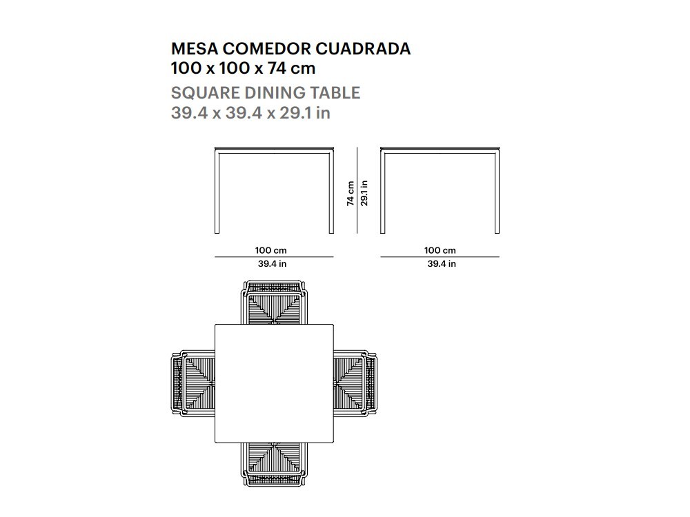 Mesa cuadrada para comedor exterior de aluminio y hpl o porcelánico Summer Point - 4