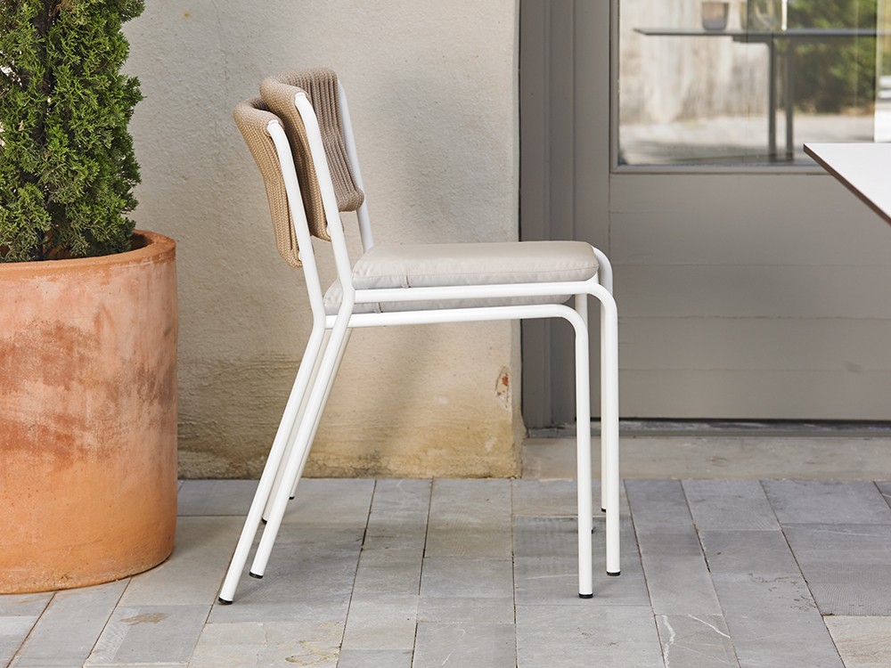 Silla para comedor exterior de aluminio y cuerda trenzada Weave de Point - 20