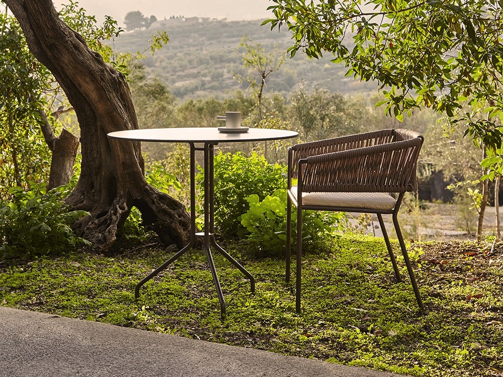 Silla para comedor exterior con brazos de aluminio y cuerda trenzada Weave Point - 22