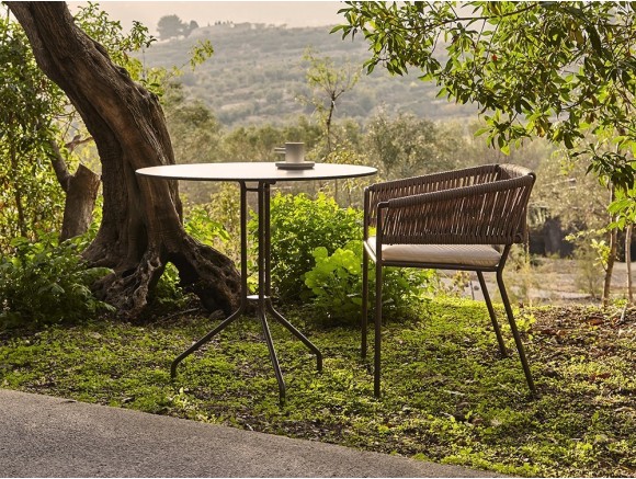 Silla para comedor exterior con brazos de aluminio y cuerda trenzada Weave Point - 22