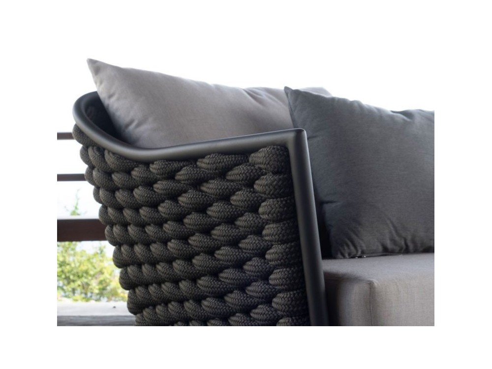 Sofá para salón exterior de 2 o 3 plazas de aluminio y cuerda trenzada con asientos tapizados Serpent de Skyline Design - 10