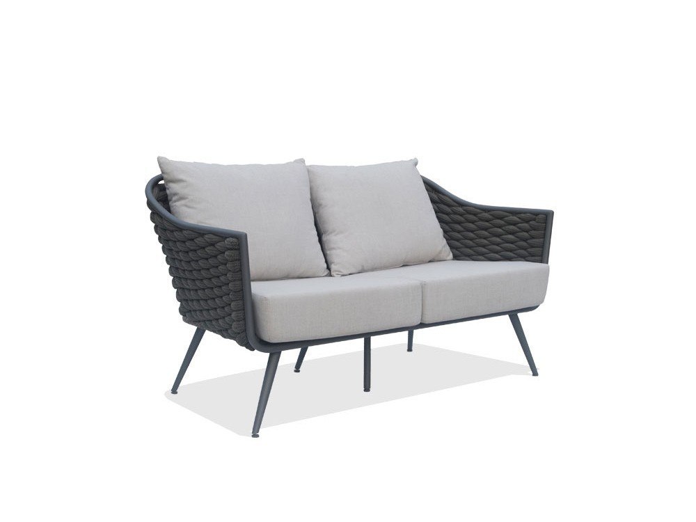 Sofá para salón exterior de 2 o 3 plazas de aluminio y cuerda trenzada con asientos tapizados Serpent de Skyline Design - 2